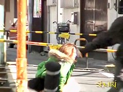 Public sharking video showing a cute Japanese chick