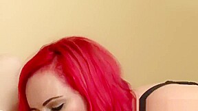 Redhead lesbian dominates tgirl ass and cock