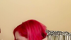 Redhead lesbian dominates tgirl ass and cock