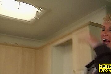 Roughfucked brit sub tastes a load of cum
