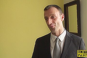 Roughfucked brit sub tastes a load of cum