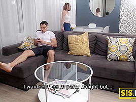 SIS PORN  Girl will go to a party thanks to sex with handsome stepbro