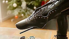 Smoking Hot Lady In A Latex Costume And Shoes With Stiletto