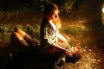 Smoking Lady Plays in the Forest