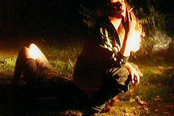 Smoking Lady Plays in the Forest