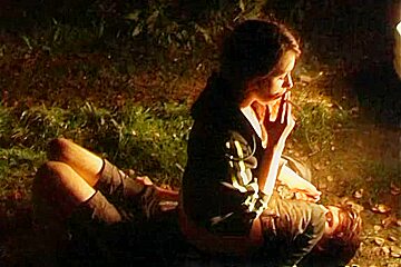 Smoking Lady Plays in the Forest