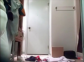 Smoking hot college girl changing for shower 