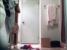 Smoking hot college girl changing for shower 
