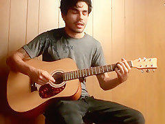 Straight musician has a guitar solo before masturbating