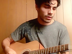 Straight musician has a guitar solo before masturbating