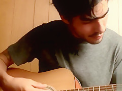 Straight musician has a guitar solo before masturbating