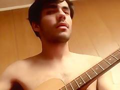 Straight musician has a guitar solo before masturbating