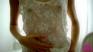 Sweet Skinny teen 18+ Amateur With Puffy Nipples Scarlett B Playing On A Chair!