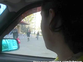 Taken into the throat in the car in plain sight for 100 bucks