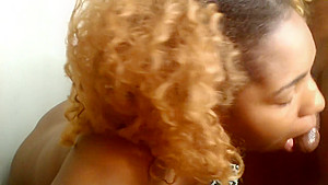 Thick ebony sucks big black dick
