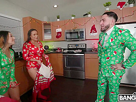 Threesome With My Girlfriend And Her Stepmom On Christmas E