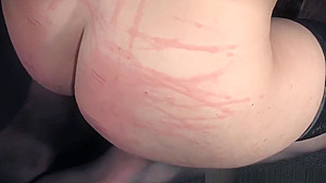 Tit bound sub caned on her red raw chest