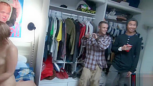 Wild orgy party with horny college teens 18+ in a dorm room