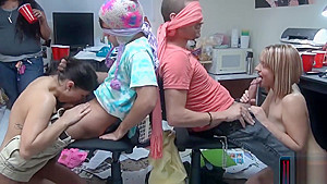 Wild orgy party with horny college teens 18+ in a dorm room