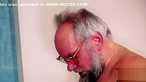 Young Euro beauty banged and jizzed by old man