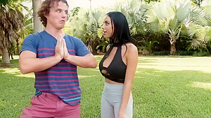 after fitness fuck Busty girlfriend in the yard