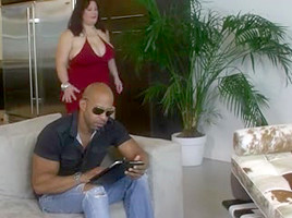 big beautiful woman Large Dark Rod on Ottoman