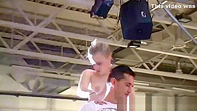 blonde busty babe squirt on public stage