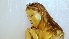 gold paint girl