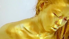 gold paint girl