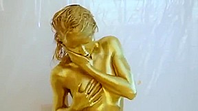gold paint girl