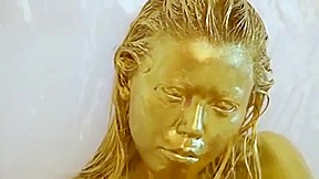 gold paint girl
