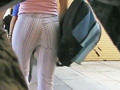 perfectly shaped ass stret candid in a seriously tight stripy trousers