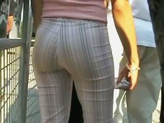 perfectly shaped ass stret candid in a seriously tight stripy trousers