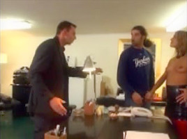 woman in latex gets anally punished by guys